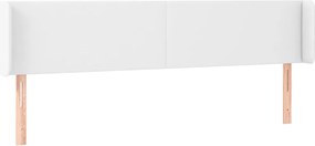 vidaXL Tăblie de pat cu aripioare alb 163x16x78/88 cm piele ecologică