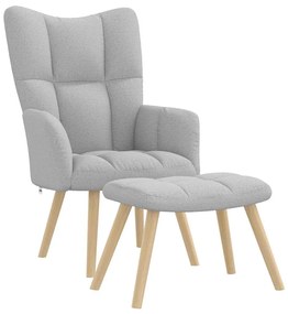 vidaXL Scaun de relaxare cu taburet din material gri nor