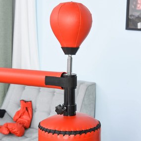 HOMCOM Sac de Box Ajustabil pe Înălțime, Bară Rotativă și Bază Umplută, 88x48x155-205 cm, Roșu
