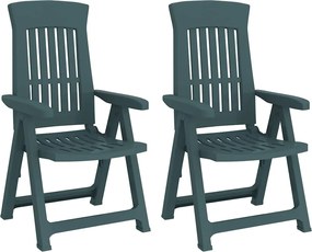 vidaXL Scaune de grădină rabatabile, 2 buc., verde, PP
