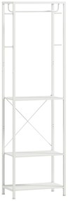 HOMCOM Cuiere de Intrare cu Suport pentru Încălțăminte, Bară pentru Haine, 4 Cârlige, Raft Superior și 2 Rafturi pentru Încălțăminte, 52x30x180 cm, Alb | Aosom Romania