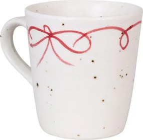 Cană vintage din ceramică, alb cu detalii albastre „Viola Bow”