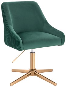 HR920CROSS Scaun Verde din Catifea cu Bază Aurie
