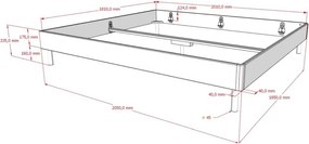 Pat matrimonial în culoare naturală din lemn de stejar fără tăblie fără somieră 180x200 cm Forrest – Vipack