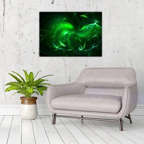 Tablou pe sticlă - abstracție verde (70x50 cm)