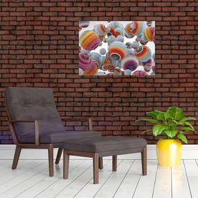 Tablou pe sticlă cu bile pictate (70x50 cm)