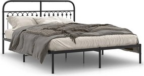 vidaXL Cadru de pat metalic cu tăblie, negru, 150x200 cm