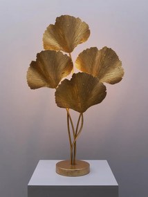 Lampă de masă din alamă aurie, cu frunze de ginkgo sculptate, finisaj vintage, 102×59×23 cm, „Ginkgo"