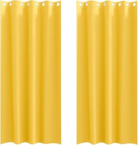 vidaXL Perdele Opaque cu Inel 2 pcs Galben muștar 245 x 140 cm