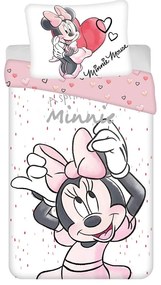 Lenjerie de pat pentru copii albă-roz din bumbac pentru pat de o persoană 140x200 cm Minnie "White" – Jerry Fabrics