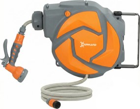 DURHAND Furtun retractabil de perete cu derulator 10+1 m, retragere automată și duză cu 7 funcții, rotire 180° | Aosom Romania