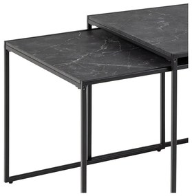 Măsuțe de cafea negru-mat 3 buc. cu blat cu aspect de marmură 60x120 cm Infinity – Actona