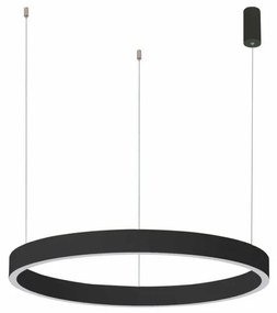 Lustra moderna neagra rotunda din metal cu led Brasco d60