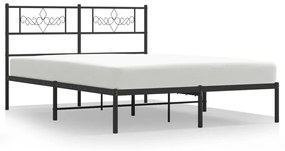 355268 vidaXL Cadru de pat metalic cu tăblie, negru, 140x200 cm
