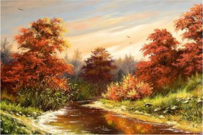 Tablou - Râu în peisaj de toamnă (90x60 cm)