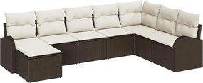 vidaXL Set de canapele pentru grădină cu pernă 8 pcs Maro Rattan poli