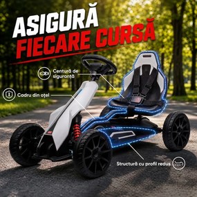 HOMCOM Go-Kart Electric Pentru Copii 3-8 Ani, 3-5 Km/h, Alb | Aosom Romania