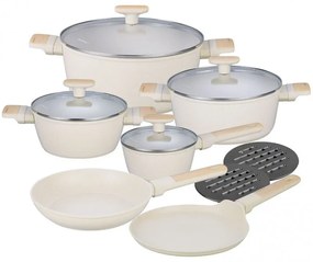 Set oale si tigai Klausberg, KB-7833, 12 piese, Acoperire antiaderenta, Inductie, Bej