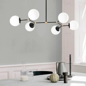 Lustră de 6 becuri Opviq lights Damar Horizontal, negru
