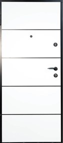 Usa metalica de intrare in apartament cu izolatie fonica   termica - Culoare Ciment Gri Inchis   Alb  Nuc ST, Gri Ciment / Alb