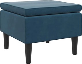 vidaXL Scaun cu picioare din lemn, albastru, catifea