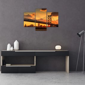 Tablou - Apus de soare peste Podul Ben Franklin, Philadelphia (90x60 cm)