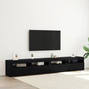 Set Cabinet TV vidaXL 3 Piese cu Luminile LED Stejar Negru Lemn Stratificat