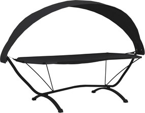 vidaXL Pat de exterior cu baldachin negru oțel & țesătură oxford