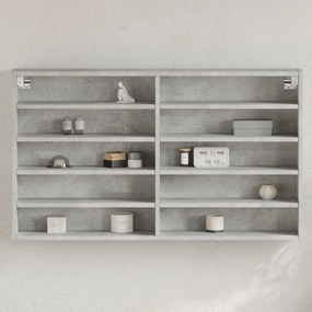 vidaXL Dulap cu vitrină, gri beton, 100x15x58 cm, lemn prelucrat