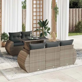 3326571 vidaXL Set mobilier grădină cu perne, 6 piese, gri, poliratan