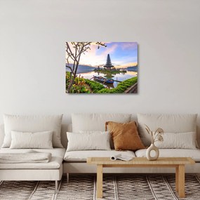 Tablou pe sticlă - Templul Pura Bratan (70x50 cm)