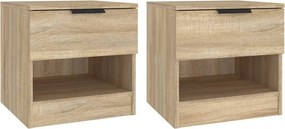 vidaXL Noptiere, 2 buc., stejar sonoma, lemn prelucrat