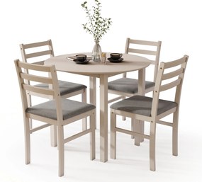 Set TORINO Masă rotundă + 4 scaune Cașmir (Bej) / Gri Deschis