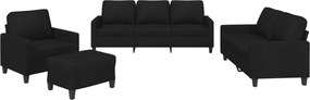 vidaXL Set de canapele cu perne, 4 piese, negru, textil