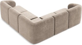 Colțar maro deschis cu tapițerie din chenille Lani – Makamii