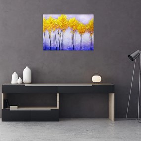 Tablou pe sticlă - Copaci galbeni (70x50 cm)