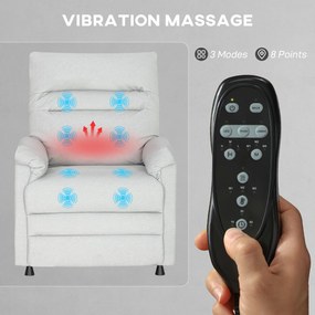 HOMCOM Fotoliu Relaxant Electric cu Masaj și Încălzire și Suport pentru Picioare, Silențios, Fotoliu Reclinabil 150° în Catifea Prietenoasă cu Animalele cu Funcție de Memorare, 2 Telecomenzi pentru Sufragerie, Gri Deschis | Aosom Romania