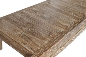 Măsuță de cafea dreptunghiulară din lemn de tec reciclat sculptat manual, natur, finisaj patinat, 45 x 200 x 70 cm, „Caldera” – Ethnic Collections
