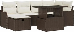 vidaXL Set de canapele pentru grădină cu pernă 7 pcs Maro Rattan poli