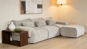 VELORA – Canapea Modulară din Chenille Premium, din spumă de înaltă densitate, L-Shape, 3 perne, Ultra Confort & Design Reconfigurabil, Gri