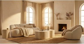 Canapea albă cu tapițerie din țesătură bouclé 145 cm Ball – Mauro Ferretti