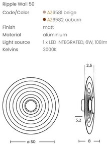 Aplica LED lumina ambientala RIPPLE 50cm, bej