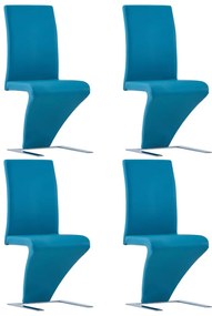 Scaune de bucatarie in zigzag 4 buc. albastru piele ecologica 4, Albastru