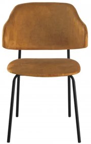 Neînvins Scaun de design Tracy catifea galben mustar cu cadru negru