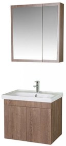Set Mobilier Baie Bryce, Include Baza Lavoar, Lavoar și Corp cu Oglinda, 65 cm, Nuc