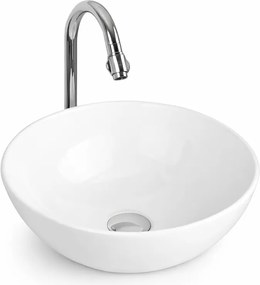 PARMA || Lavabou, de pus pe blat, ceramică, alb, rotund