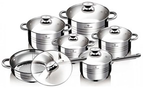 RESIGILAT - Set oale si tigaie inox cu capace (12 piese), durabile, gatire sanatoasa, Blaumann BL 1031