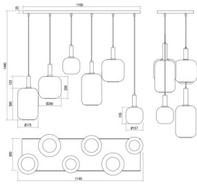 Lustră pe cablu BRINA 6xE27/23W/230V Redo 01-3215