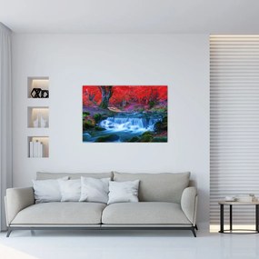 Tablou - Cascada în pădurea roșie (90x60 cm)