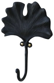 Cuier negru, din alama, cu agatatoare, model frunza, Amour